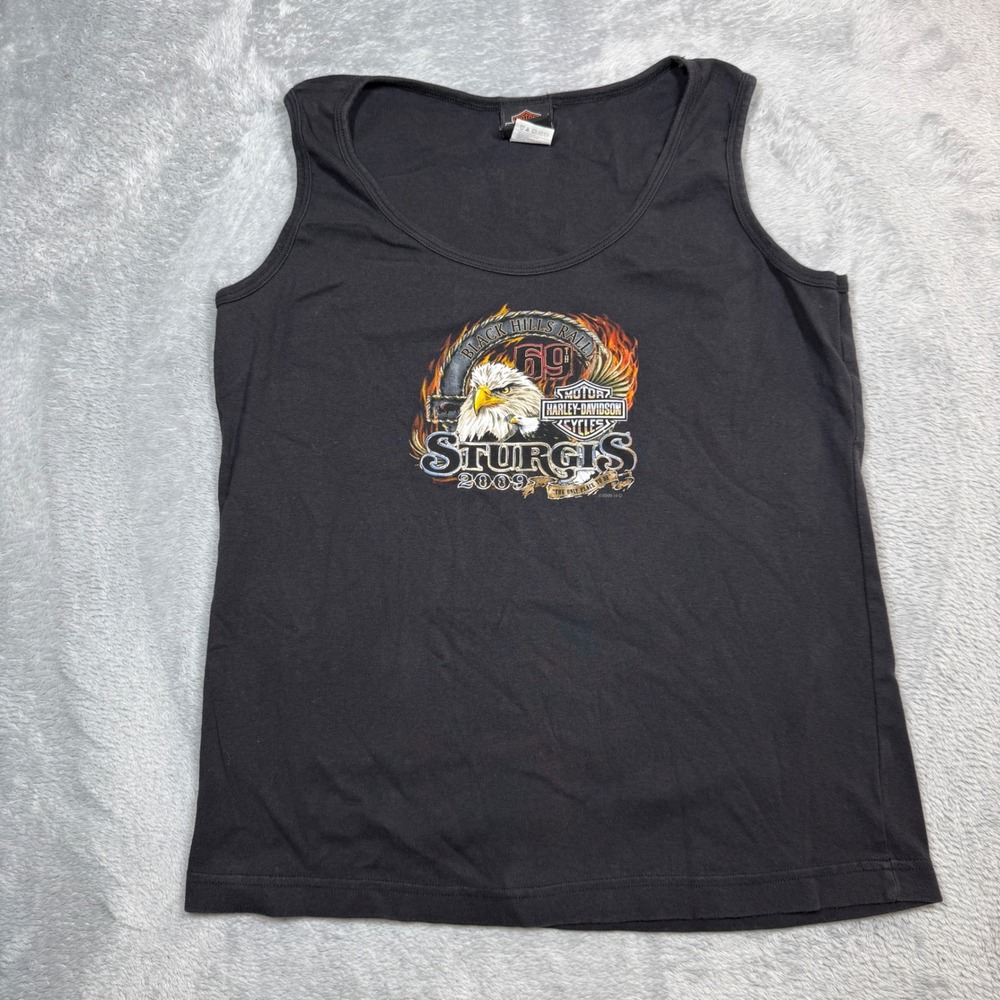 Harley Davidson Tank Top Men 2XL Black Sturgis USA Biker Eagle 69 Black Hills